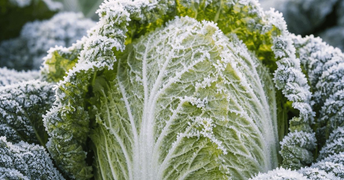 白菜についた霜